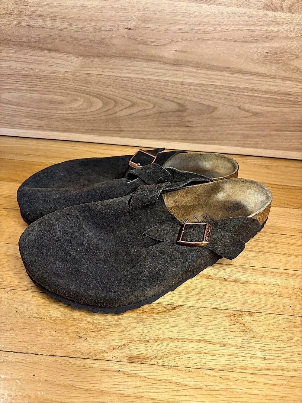 Birkenstock Boston Soft Footbed Brown Suede Clogs - Size 42